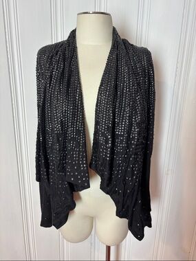 GUESS Marciano Black Sequin Draped Jacket | Sheer Shawl Collar Blazer | Size S